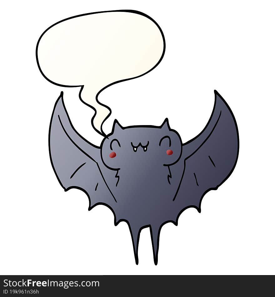 Cartoon Bat And Speech Bubble In Smooth Gradient Style