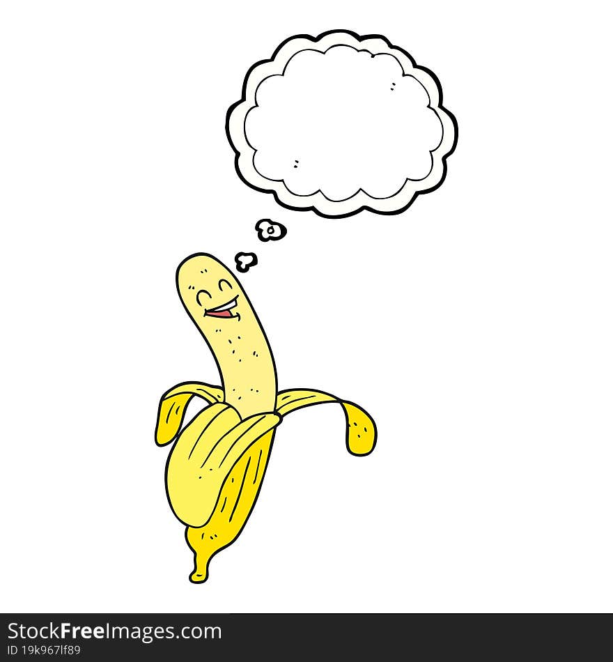 freehand drawn thought bubble cartoon banana