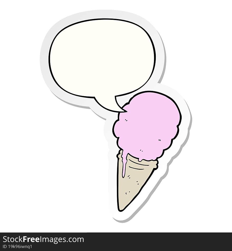 cartoon ice cream and speech bubble sticker