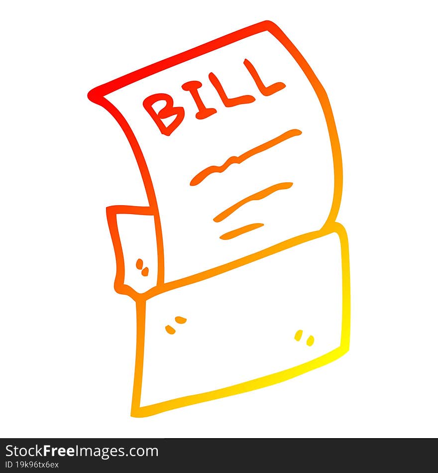 warm gradient line drawing cartoon bill in envelope