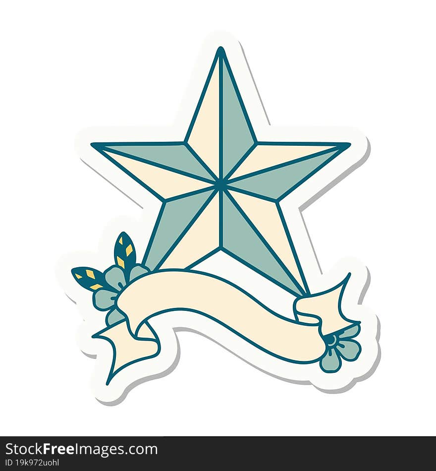 tattoo sticker with banner of a star