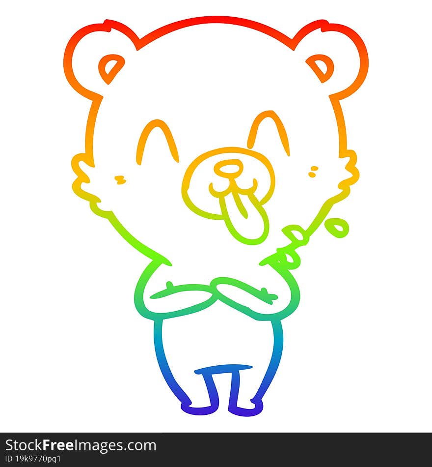 rainbow gradient line drawing rude cartoon bear