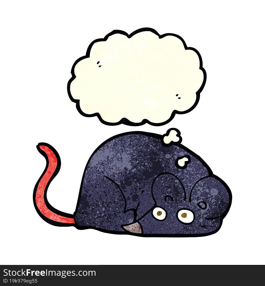 cartoon white mouse with thought bubble