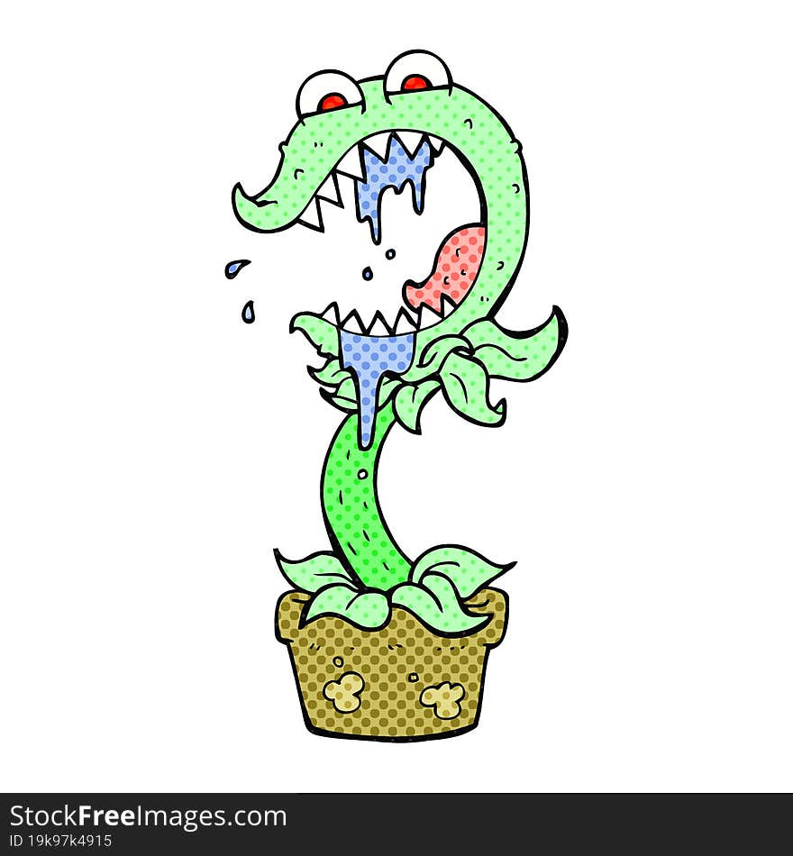 Comic Book Style Cartoon Carnivorous Plant