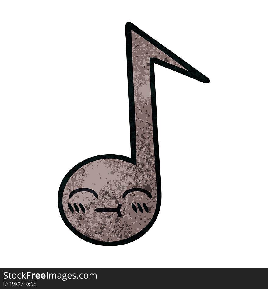 retro grunge texture cartoon musical note