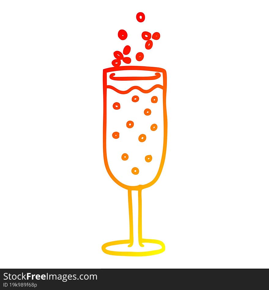 warm gradient line drawing cartoon champagne flute