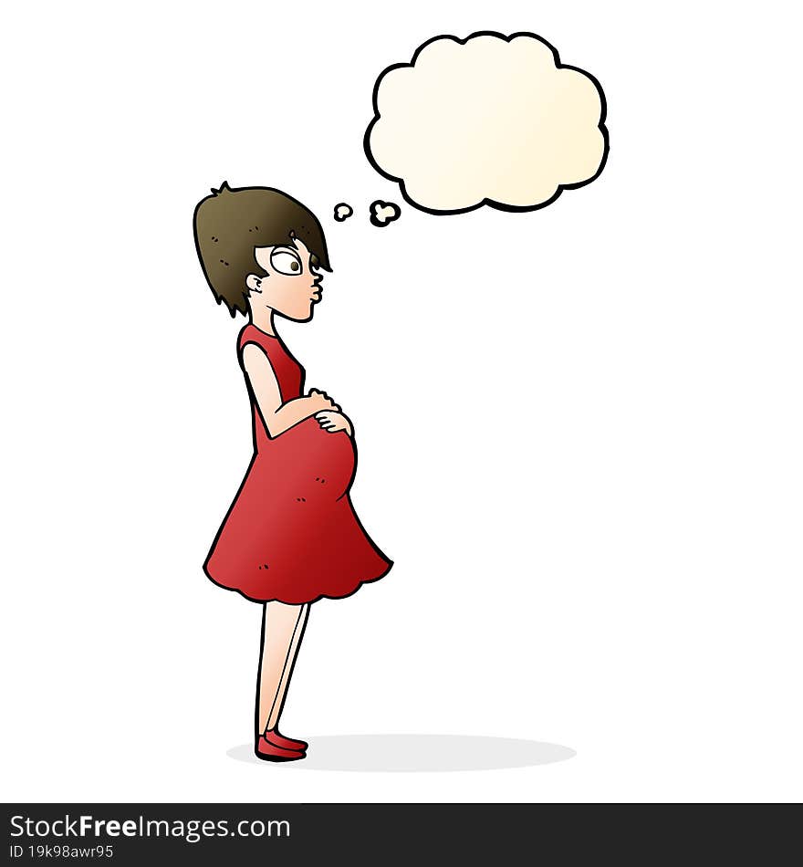 Cartoon Pregnant Woman With Thought Bubble