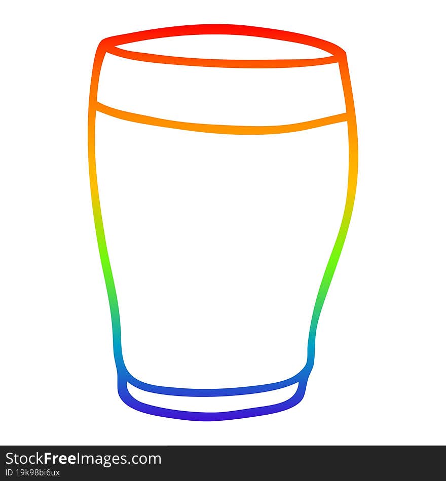 rainbow gradient line drawing cartoon pint of stout