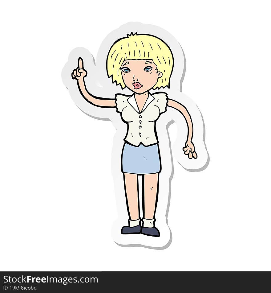 sticker of a cartoon woman with idea