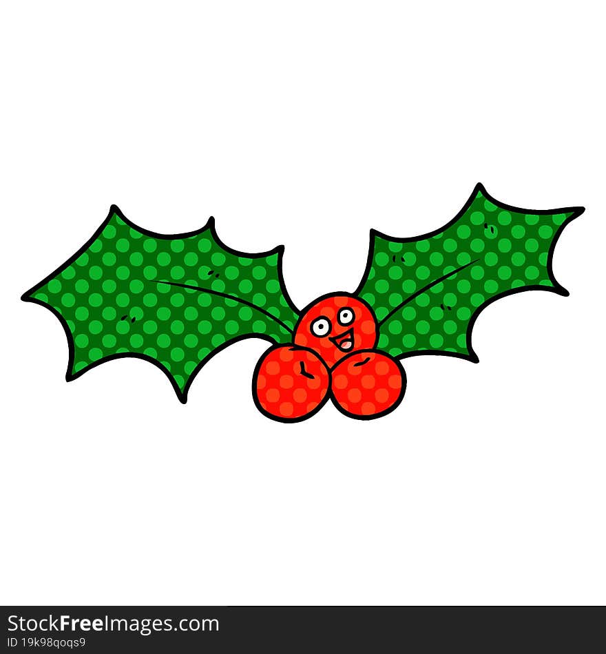 cartoon christmas holly. cartoon christmas holly