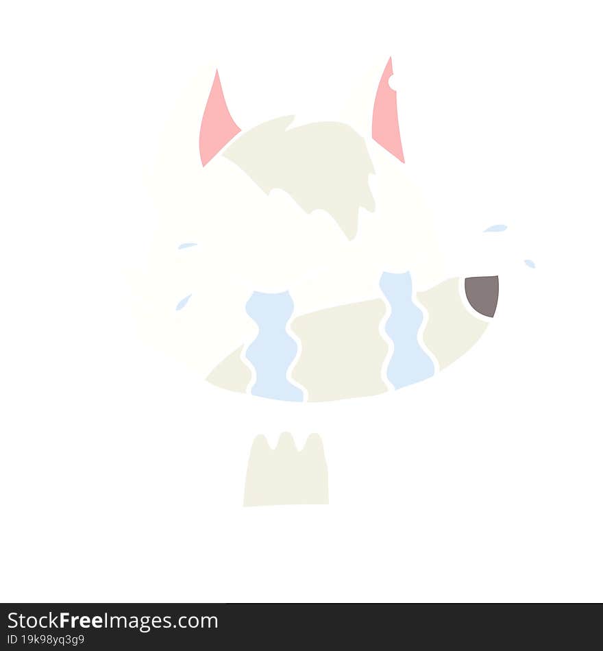 flat color style cartoon crying wolf