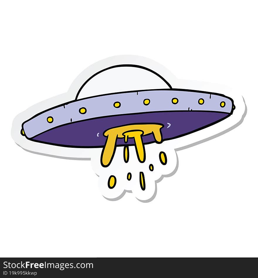 sticker of a cartoon flying UFO