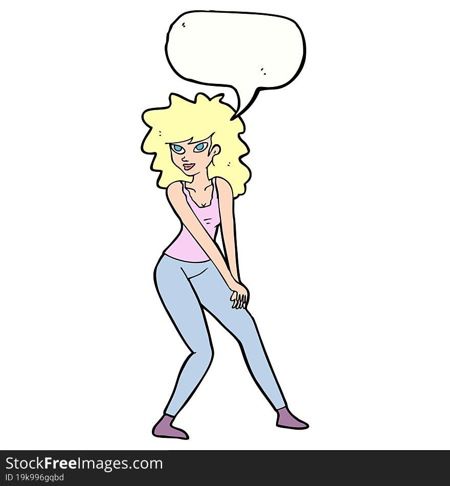 cartoon woman posing with speech bubble