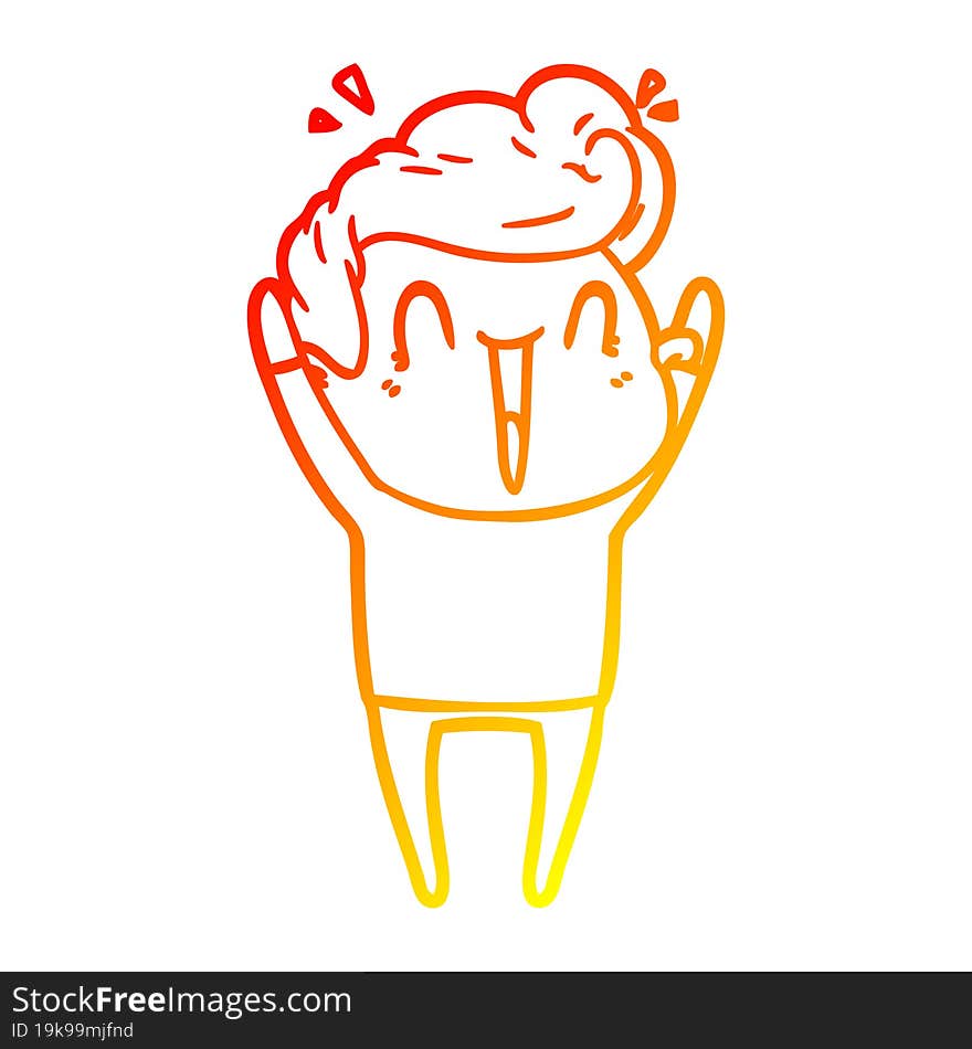 warm gradient line drawing of a cartoon excited man