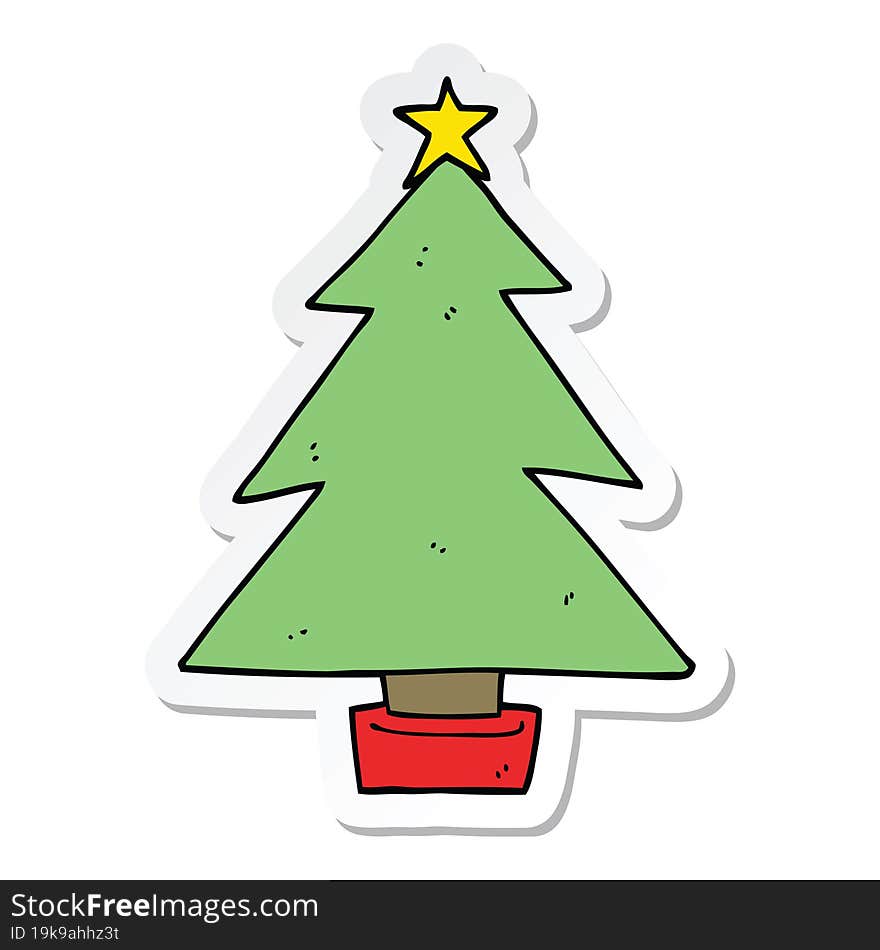 Sticker Of A Cartoon Christmas Tree