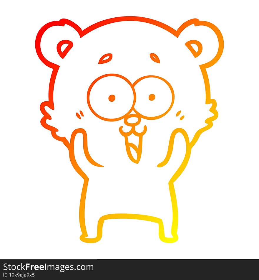 warm gradient line drawing laughing teddy  bear cartoon