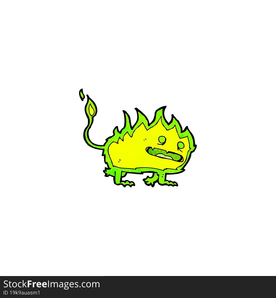 cartoon green fire monster