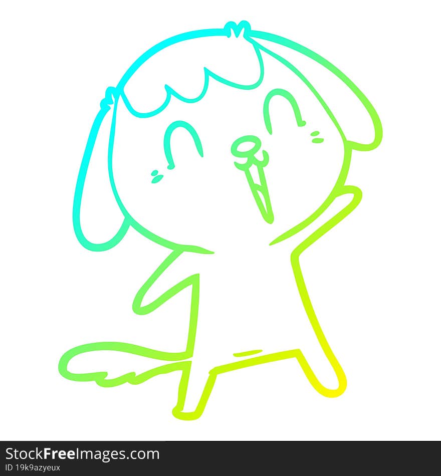 cold gradient line drawing cute cartoon dog crying