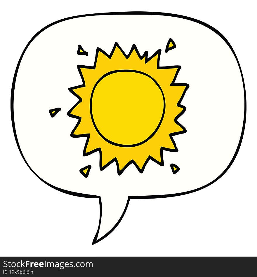 cartoon sun with speech bubble. cartoon sun with speech bubble