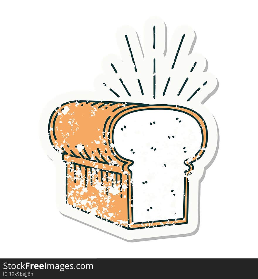 Grunge Sticker Of Tattoo Style Loaf Of Bread