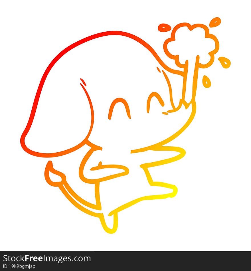 warm gradient line drawing cute cartoon elephant spouting water