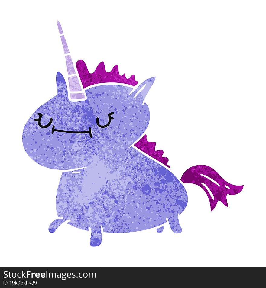 retro cartoon doodle of a magical unicorn