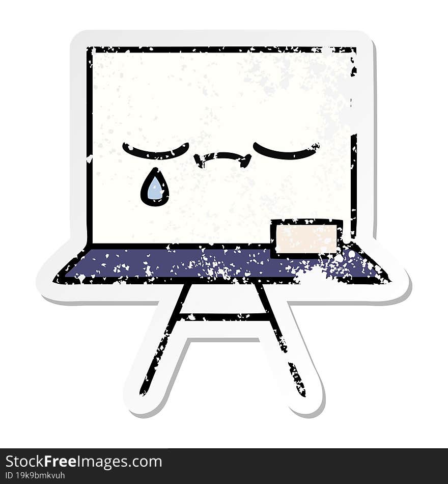 distressed sticker of a cute cartoon white board