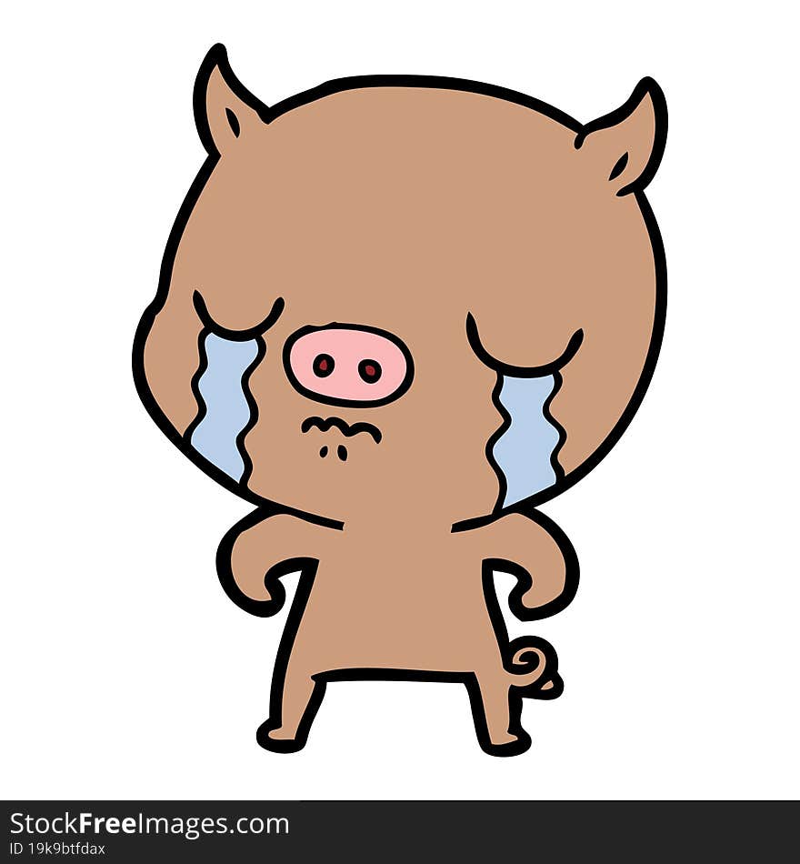 cartoon pig crying. cartoon pig crying