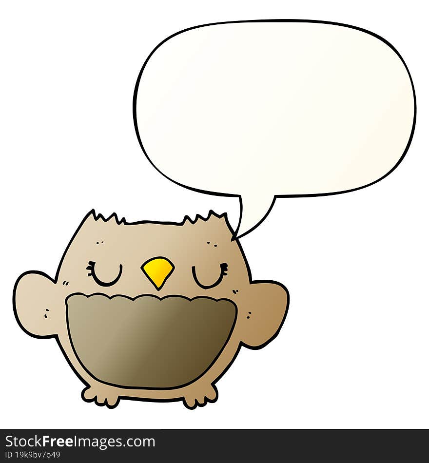 cartoon owl and speech bubble in smooth gradient style