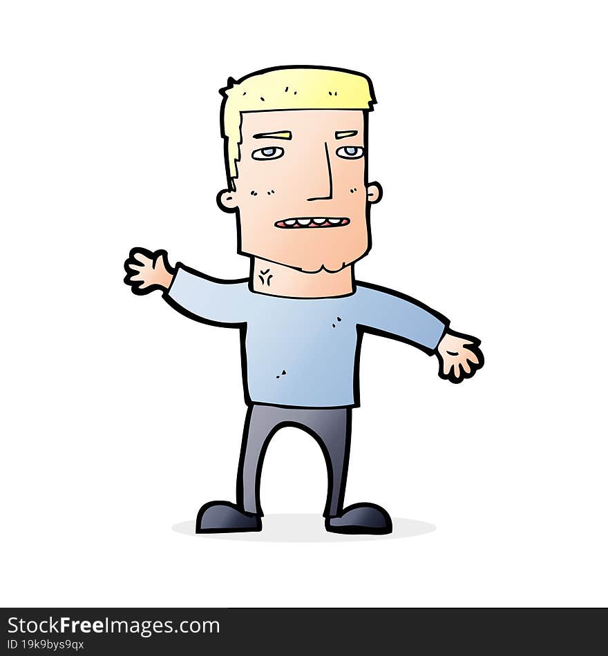 cartoon waving stressed man