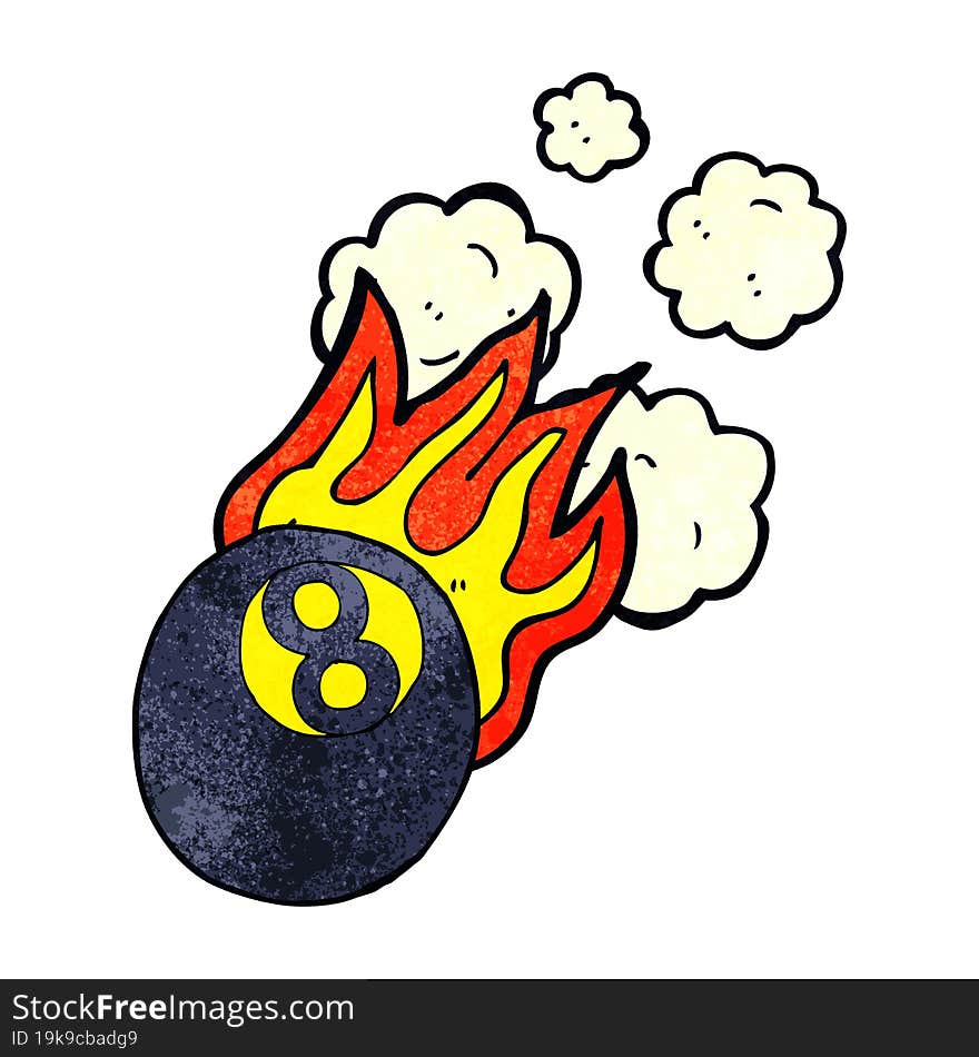 cartoon flaming pool ball