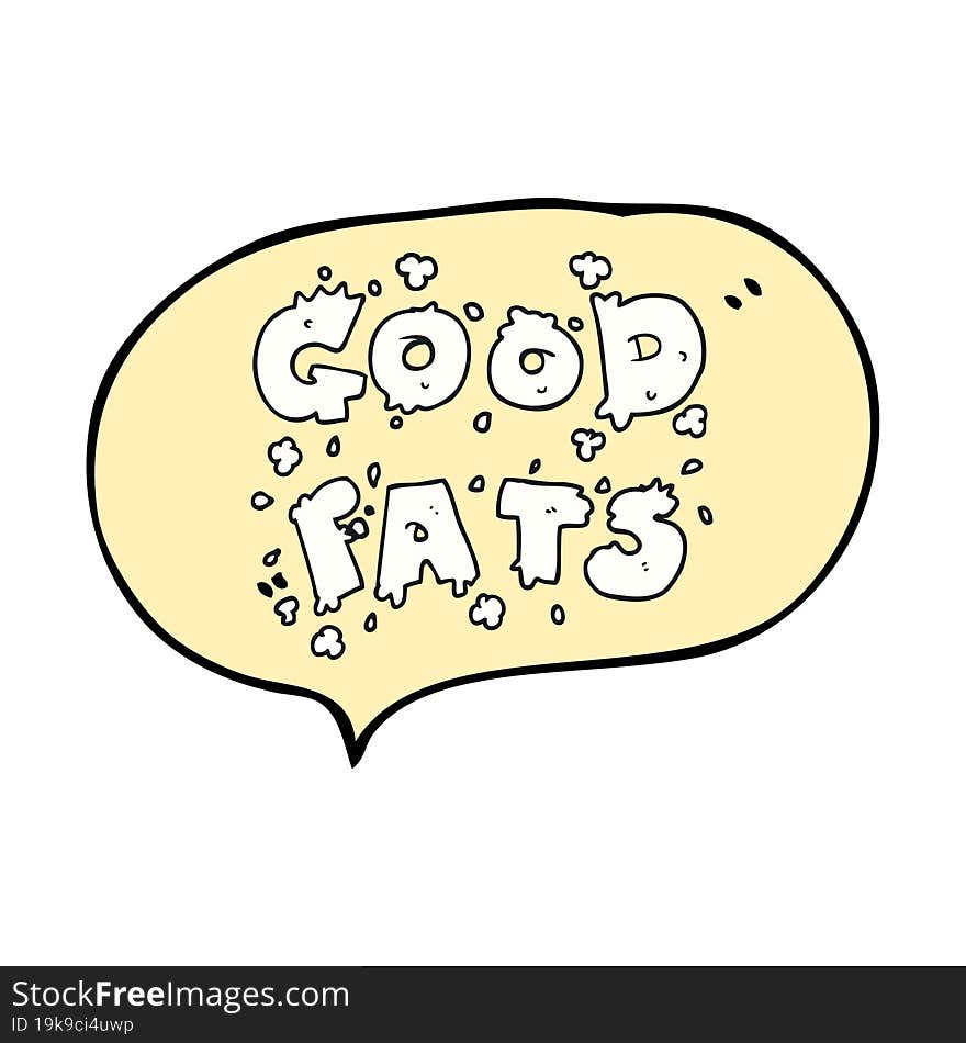 speech bubble cartoon good fats sign