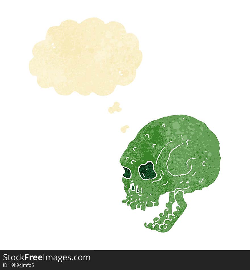 Cartoon Spooky Skull With Thought Bubble