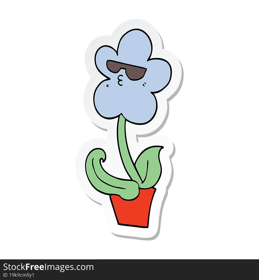 sticker of a cool cartoon flower