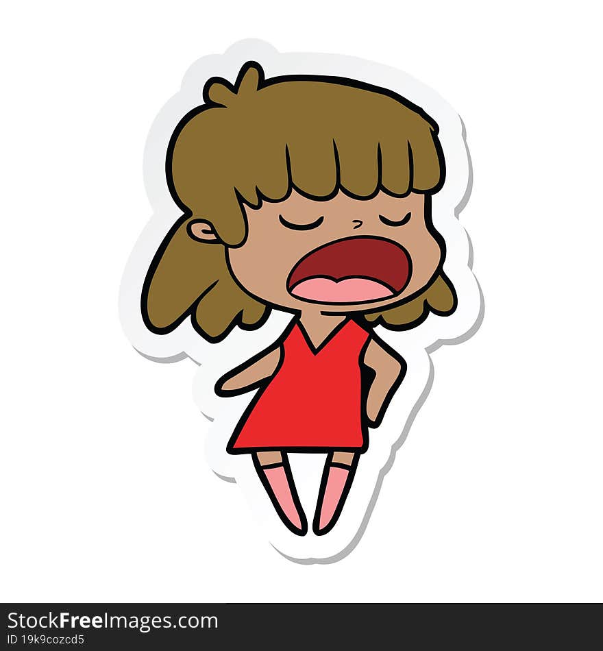 sticker of a cartoon woman talking loudly