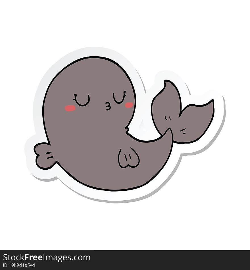 sticker of a cute cartoon whale