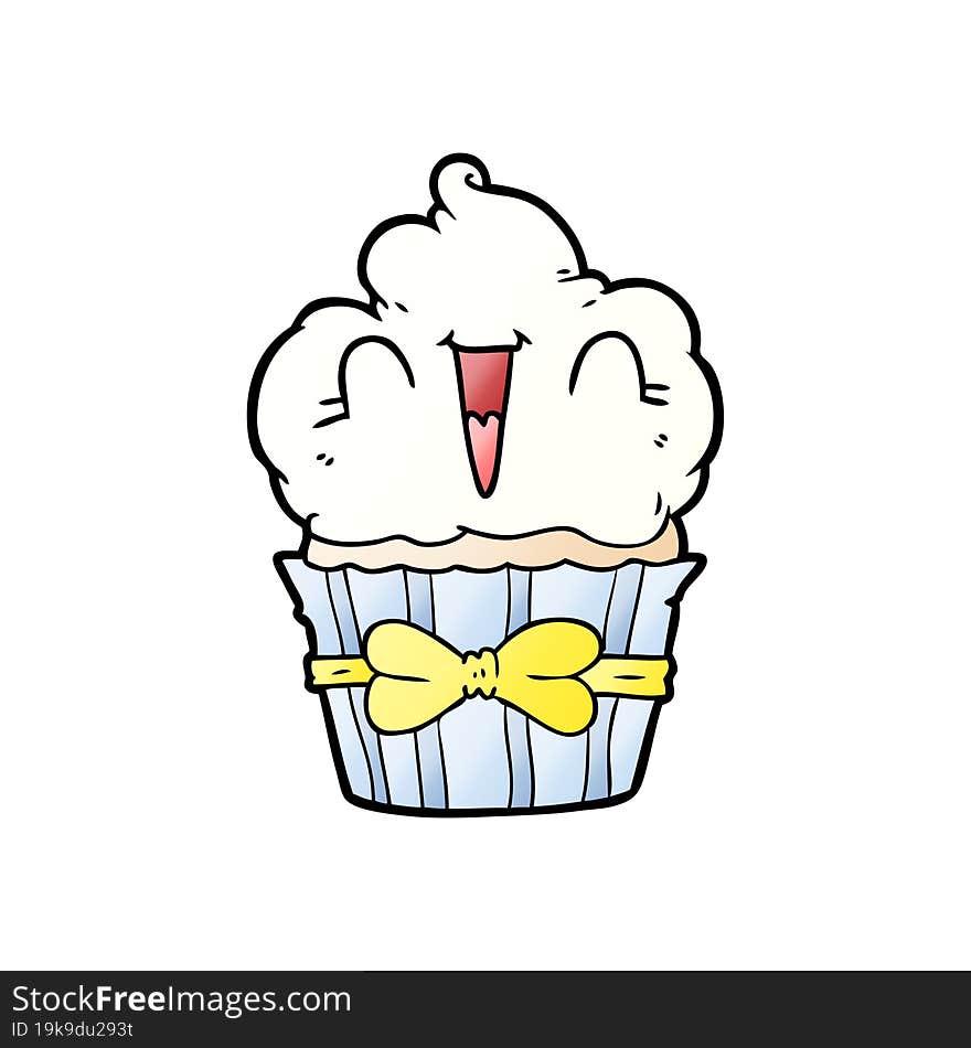 happy cartoon cupcake. happy cartoon cupcake