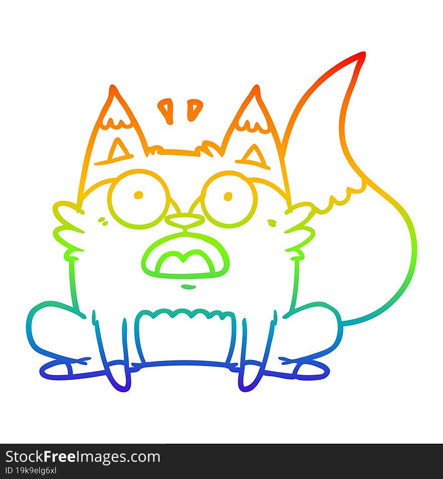 rainbow gradient line drawing cartoon startled fox