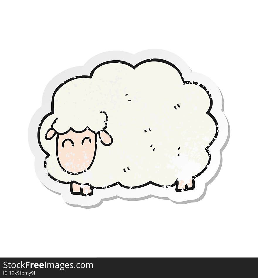 retro distressed sticker of a cartoon sheep