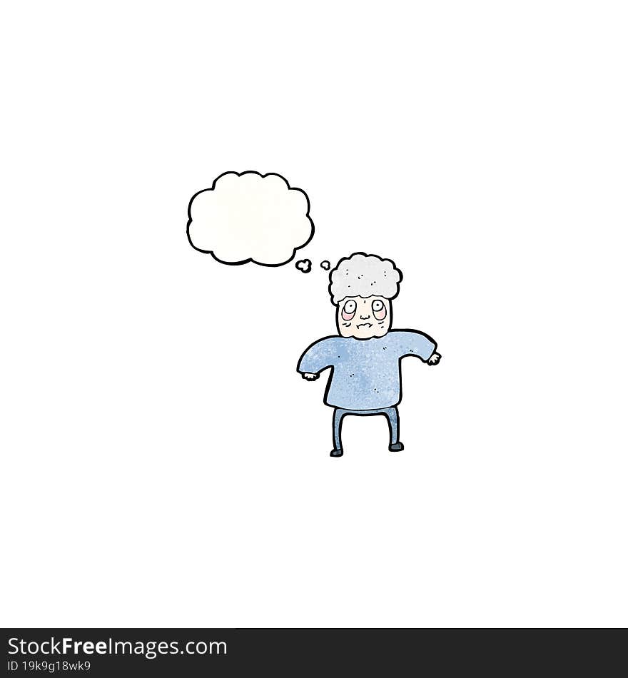 Cartoon Old Woman With Thought Bubble