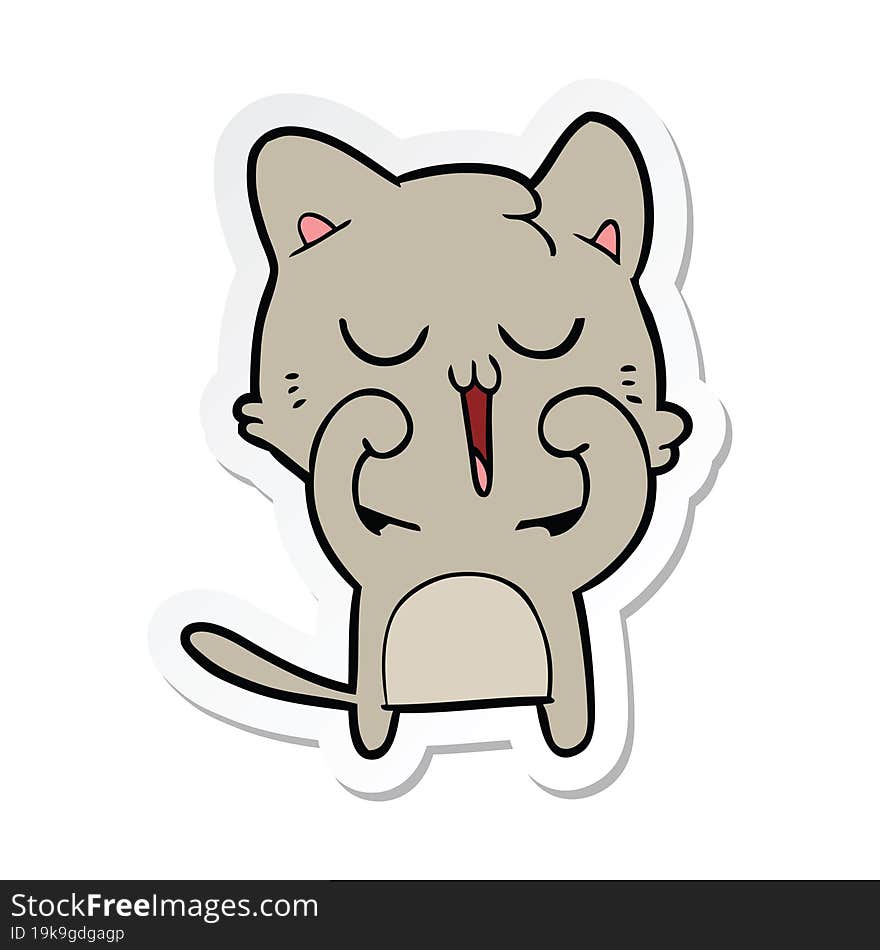 sticker of a cartoon cat singing