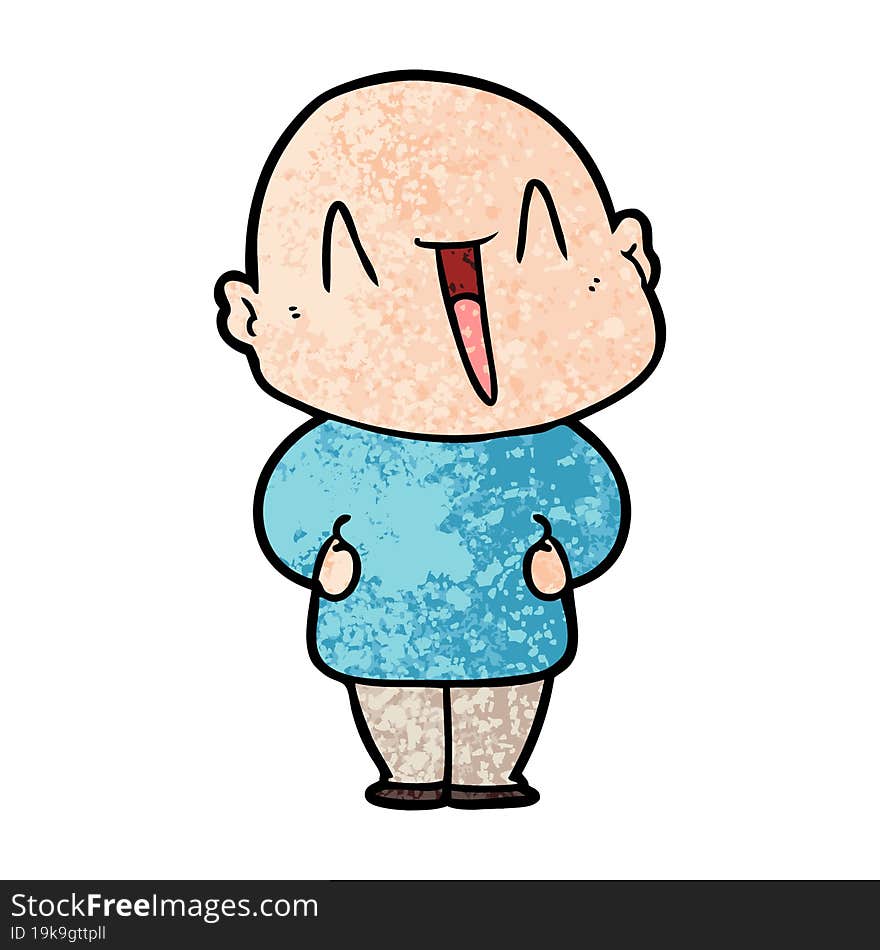 happy cartoon bald man. happy cartoon bald man