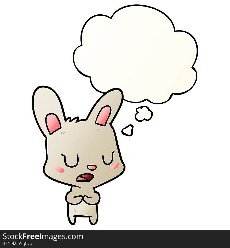 cartoon rabbit talking with thought bubble in smooth gradient style