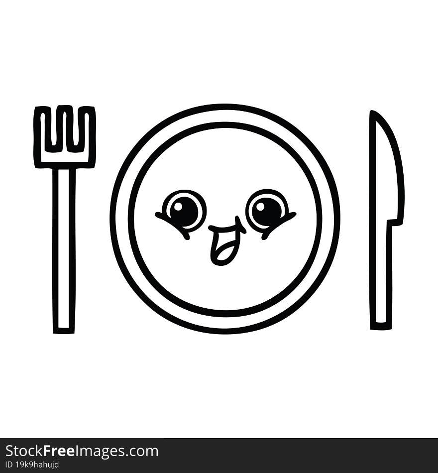 line drawing cartoon dinner plate