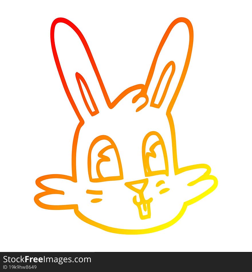 Warm Gradient Line Drawing Cartoon Bunny Face