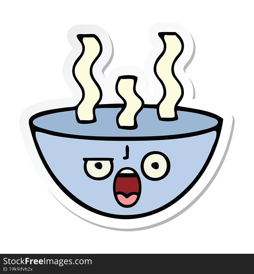 Sticker Of A Cute Cartoon Bowl Of Hot Soup