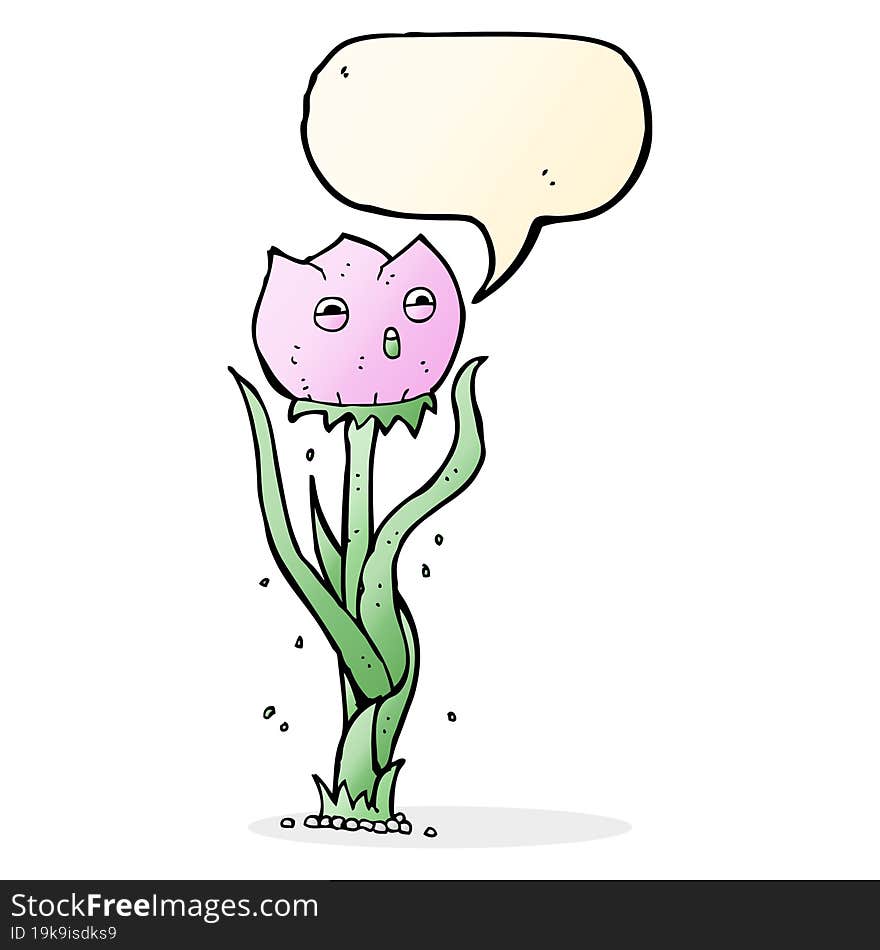 cartoon flower with speech bubble