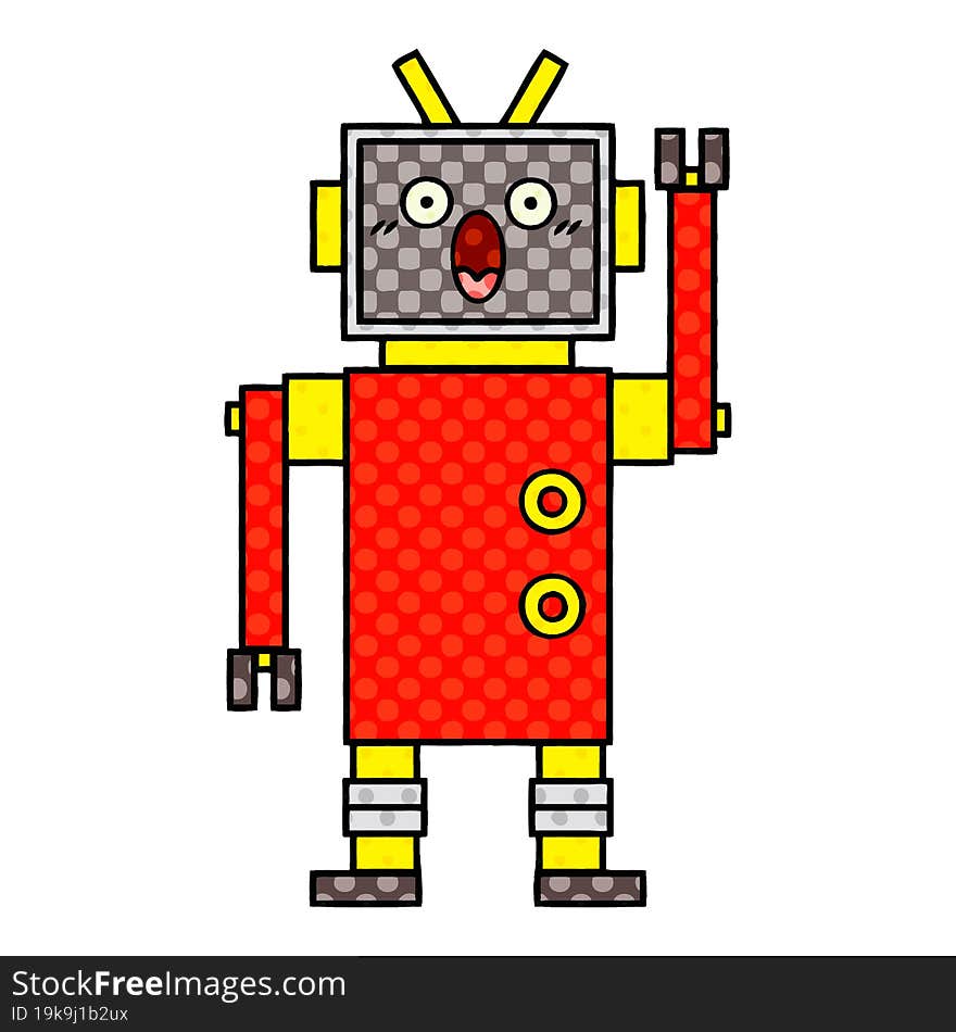 Comic Book Style Cartoon Robot