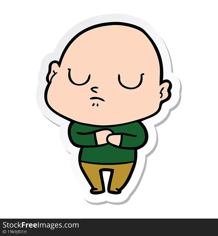 sticker of a cartoon bald man