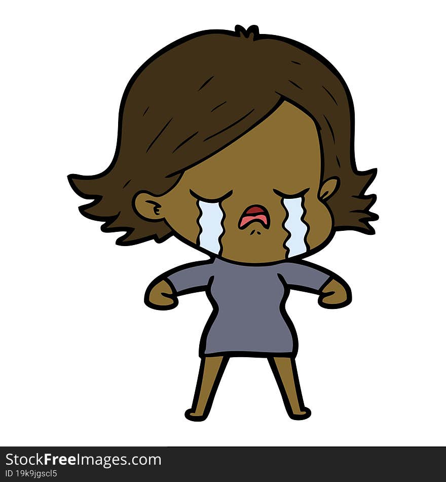 cartoon girl crying. cartoon girl crying